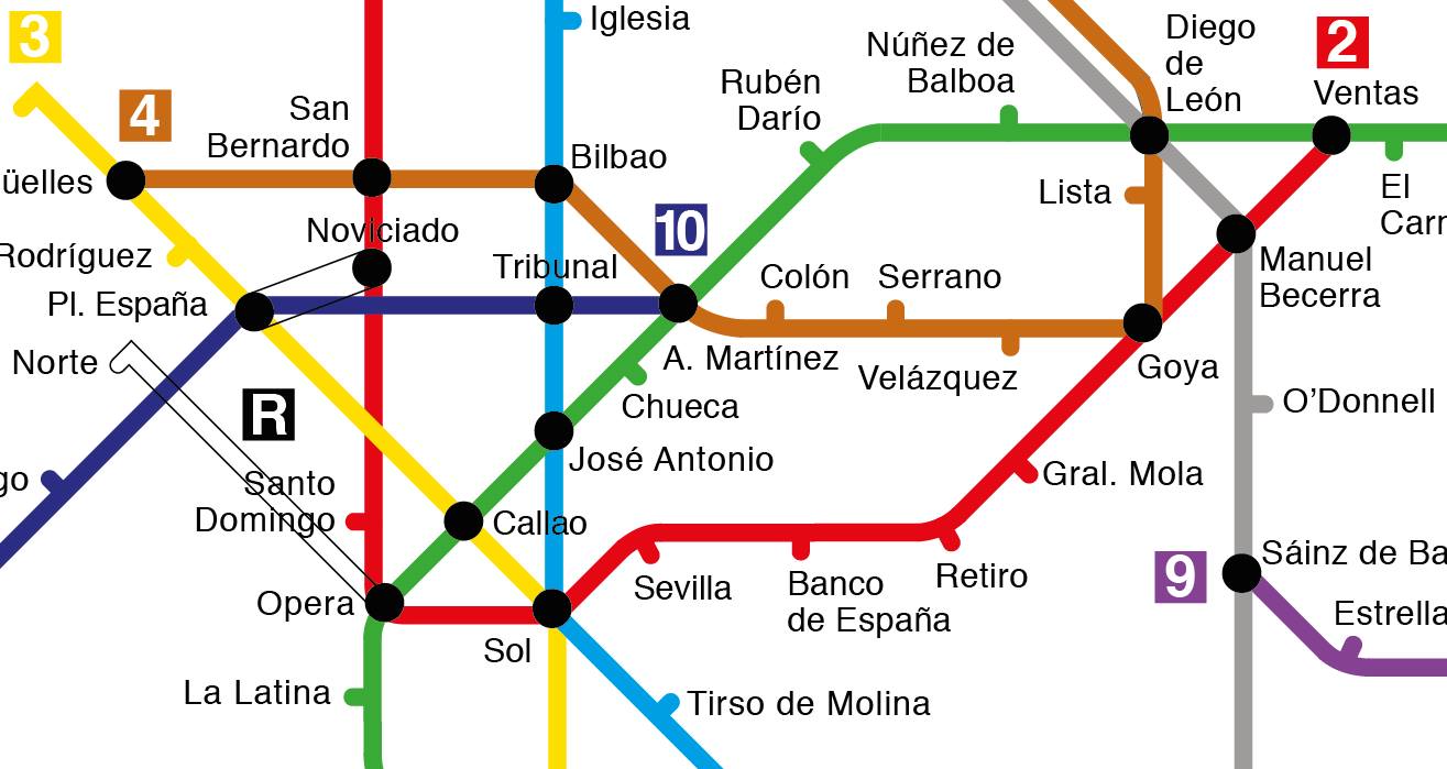 Así era el plano del metro de Madrid en 1982